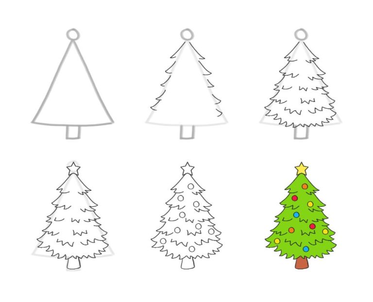 How to Draw a Christmas Tree - Bullet Journal Monthly